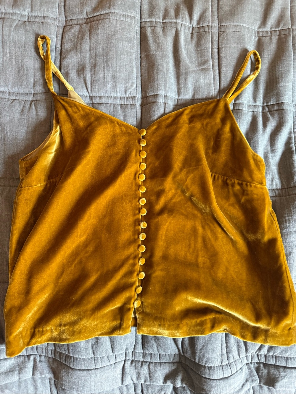Madewell Velvet Button-Front Cami in Mustard Gold
